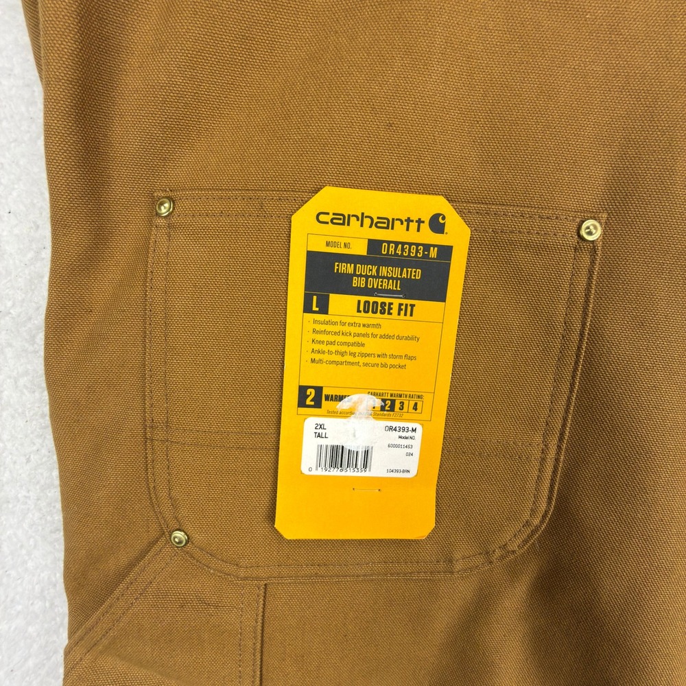 Carhartt Loose Fit Firm Duck Insulated Bibs Overalls Mens 2XL Tall Brown NWT